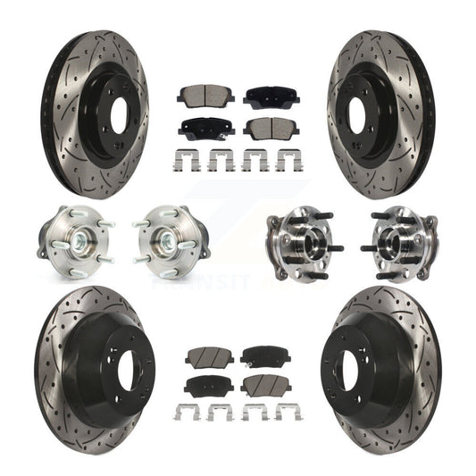 Hub Bearing Coated Brake Rotor And Pad Front Rear Kit For Hyundai Santa Fe Sport