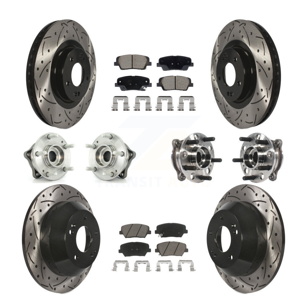 Hub Bearing Coated Brake Rotor And Pad Front Rear Kit For Hyundai Santa Fe Sport