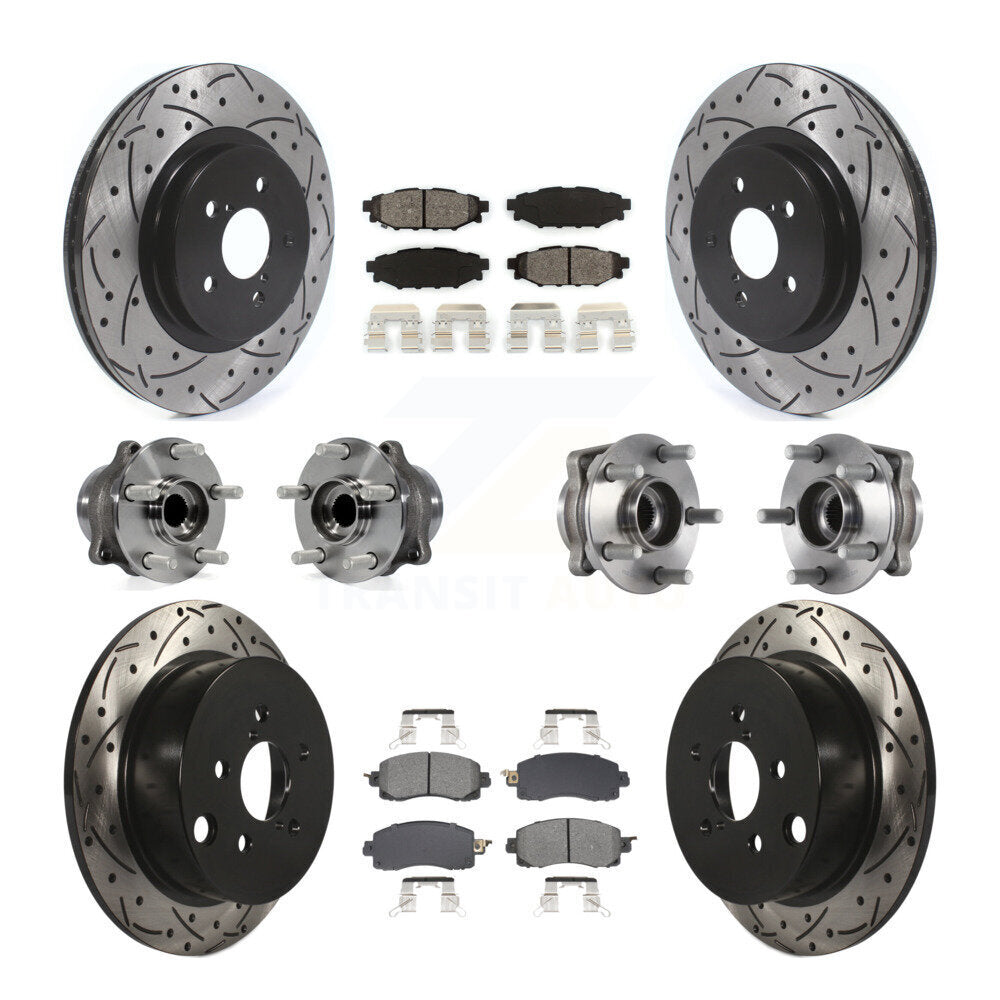 Hub Bearing Coated Brake Rotor & Pads Front Rear Kit (10Pc) For Subaru Crosstrek