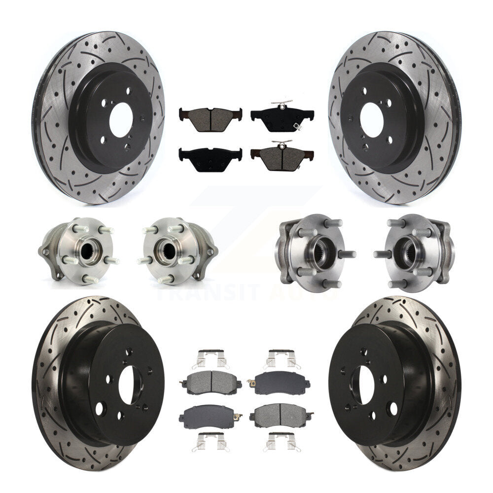 Hub Bearing Coated Brake Rotor & Pads Front Rear Kit (10Pc) For Subaru Crosstrek