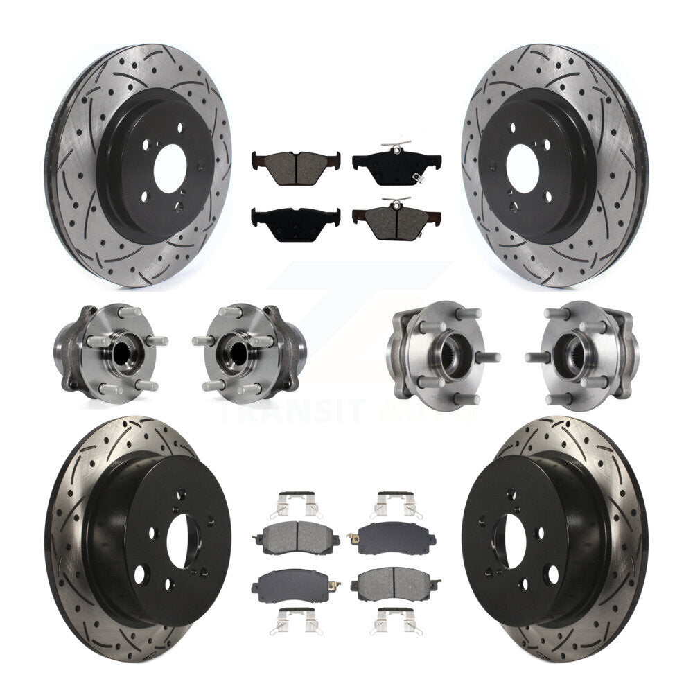 Hub Bearing Coated Brake Rotor & Pads Front Rear Kit (10Pc) For Subaru Crosstrek