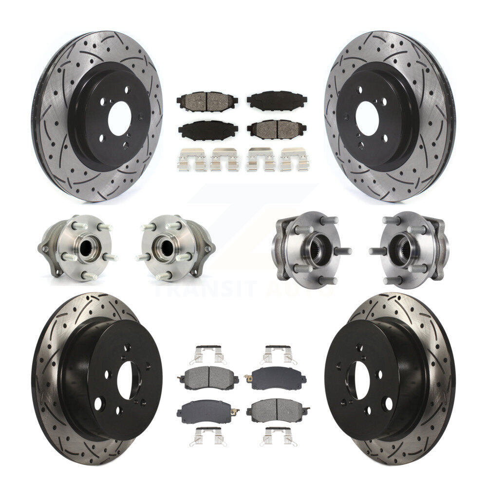 Hub Bearing Coated Brake Rotor & Pads Front Rear Kit (10Pc) For Subaru Crosstrek