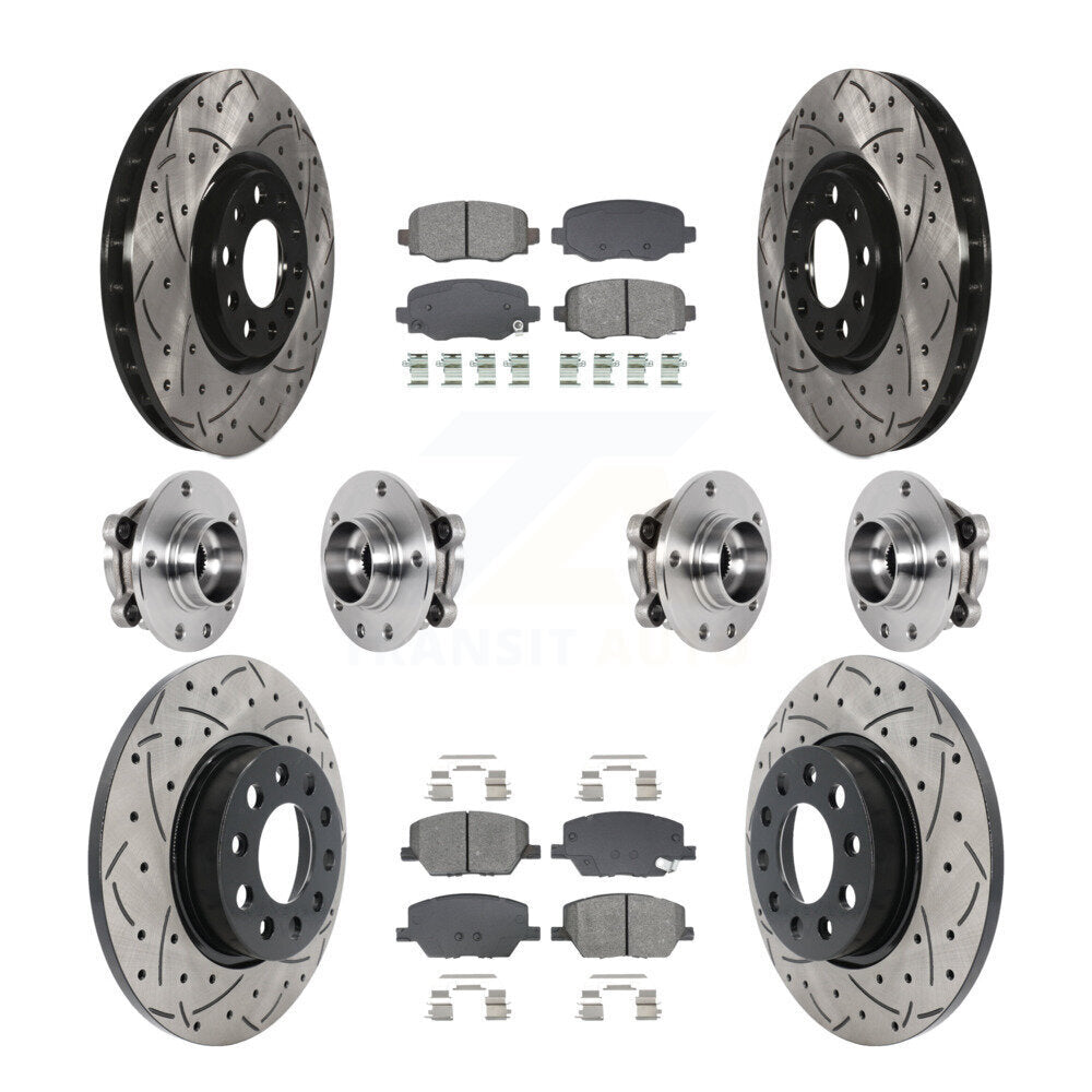 Hub Bearing Coated Brake Rotor Pads Front Rear Kit (10Pc) For Jeep Renegade Fiat