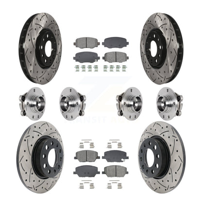 Hub Bearing Coated Brake Rotor Pads Front Rear Kit (10Pc) For Jeep Renegade Fiat