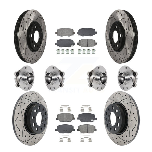 Hub Bearing Coated Brake Rotor Pads Front Rear Kit (10Pc) For Jeep Renegade Fiat