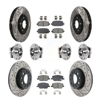 Hub Bearing Coated Brake Rotor & Pads Front Rear Kit (10Pc) For Jeep Compass AWD