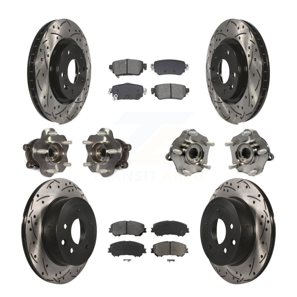 Hub Bearing Coated Brake Rotor Pads Front Rear Kit (10Pc) For Nissan Rogue Sport