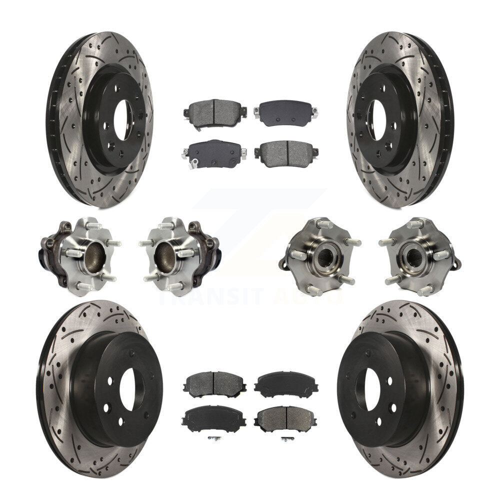 Hub Bearing Coated Brake Rotor Pads Front Rear Kit (10Pc) For Nissan Rogue Sport