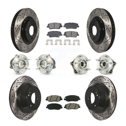 Hub Bearing Coated Brake Rotor Pad Front Rear Kit (10Pc) For Hyundai Santa Fe XL