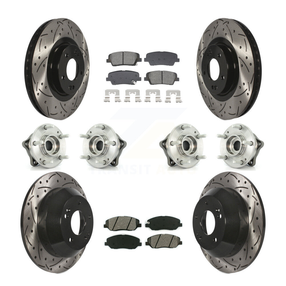 Hub Bearing Coated Brake Rotor Pad Front Rear Kit (10Pc) For Hyundai Santa Fe XL
