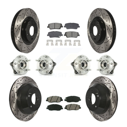 Hub Bearing Coated Brake Rotor Pad Front Rear Kit (10Pc) For Hyundai Santa Fe XL