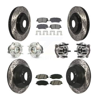 Hub Bearing Coated Brake Rotor Pad Front Rear Kit (10Pc) For Hyundai Santa Fe XL