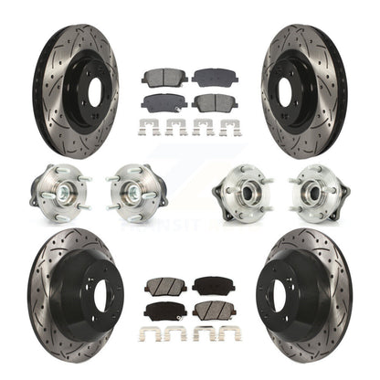Hub Bearing Coat Brake Rotor Pads Front Rear Kit (10Pc) For Hyundai Santa Fe Kia
