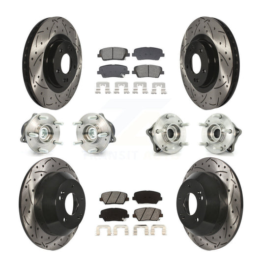 Hub Bearing Coat Brake Rotor Pads Front Rear Kit (10Pc) For Hyundai Santa Fe Kia