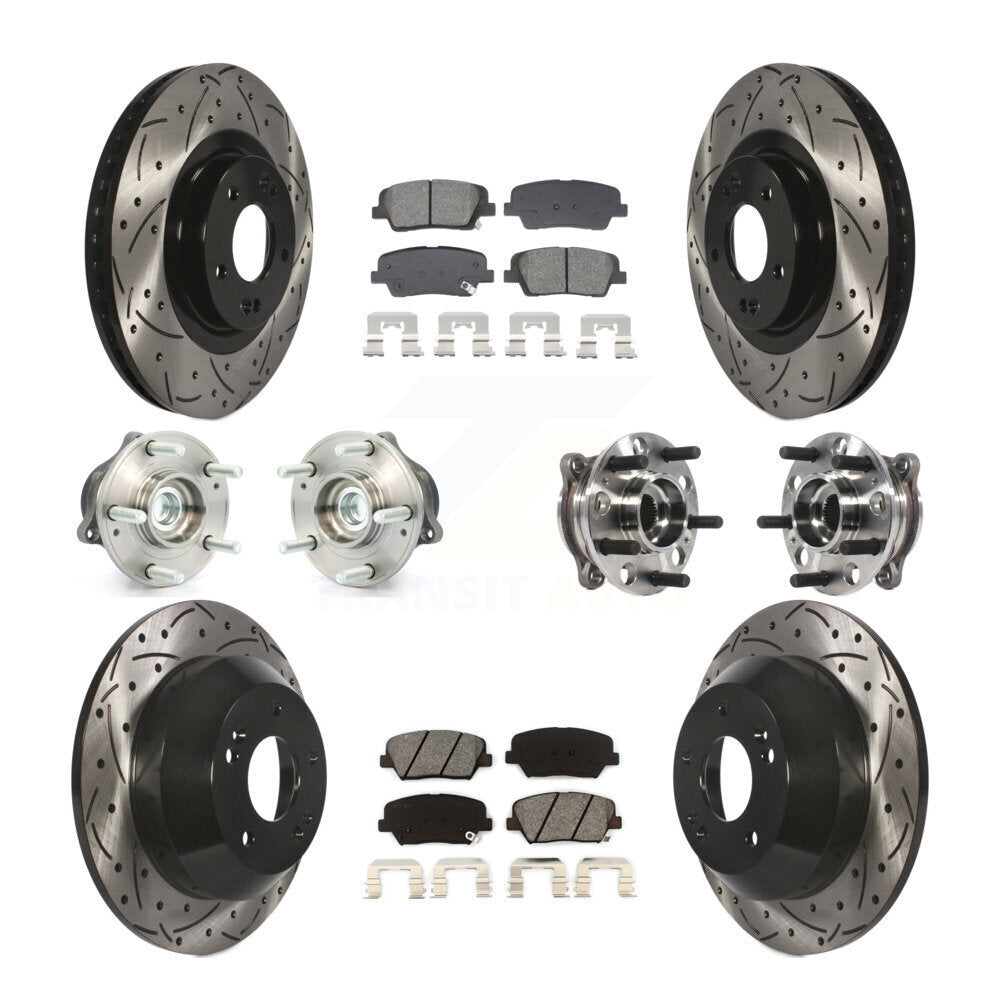 Hub Bearing Coated Brake Rotor And Pad Front Rear Kit For Hyundai Santa Fe Sport