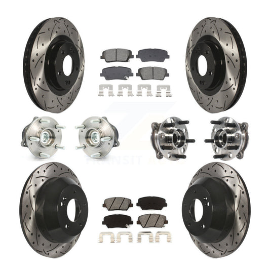 Hub Bearing Coated Brake Rotor And Pad Front Rear Kit For Hyundai Santa Fe Sport