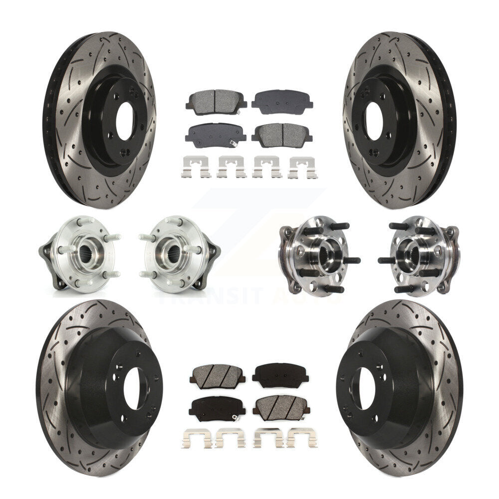 Hub Bearing Coated Brake Rotor And Pad Front Rear Kit For Hyundai Santa Fe Sport
