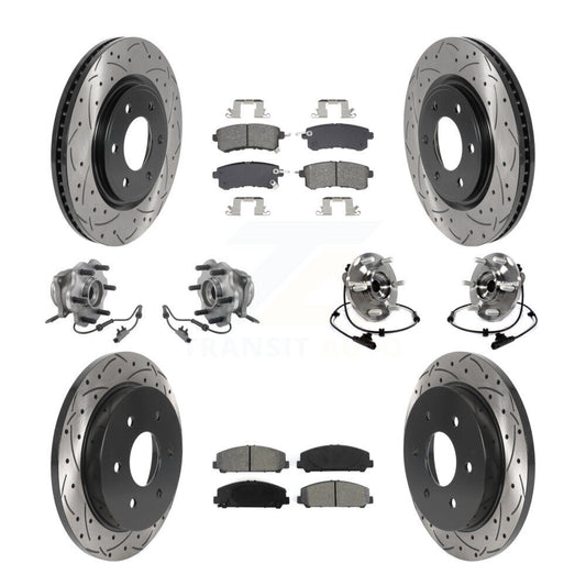 Hub Bearing Coated Brake Rotor & Pad Front Rear Kit (10Pc) For Nissan Armada AWD