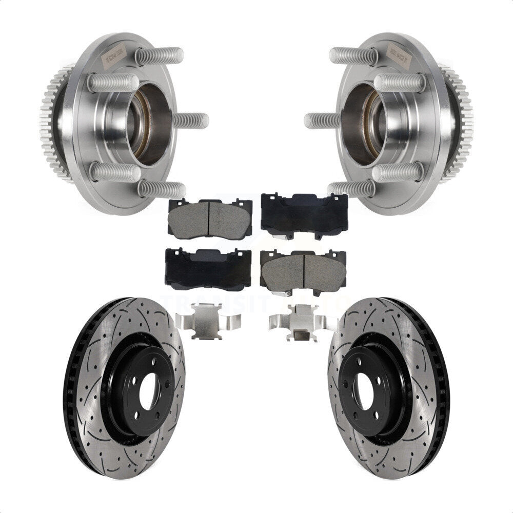 Hub Bearing Assembly Coat Drill Slot Brake Rotor Pads Front Kit For Ford Mustang