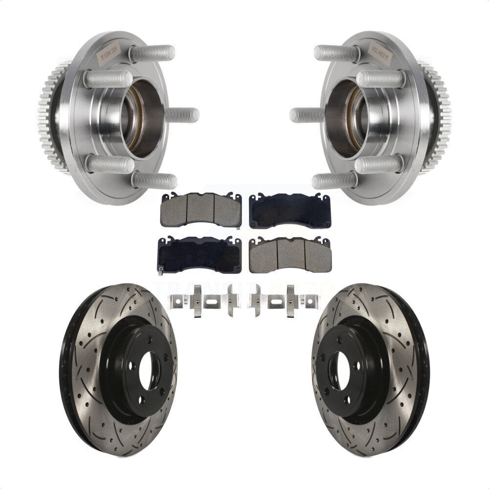 Hub Bearing Coated Drill Slot Brake Rotor Pad Front Kit For 2015 Ford Mustang V6