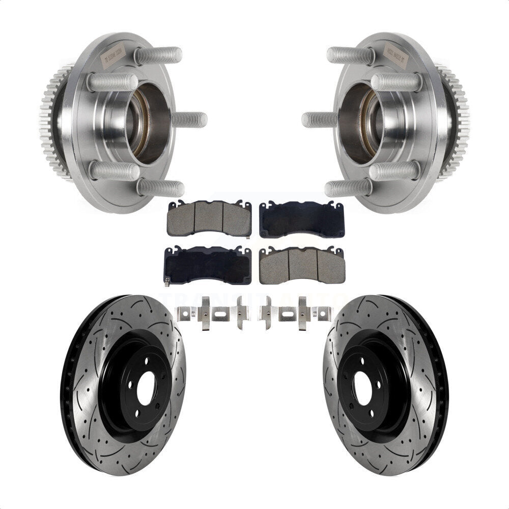 Hub Bearing Assembly Coat Drill Slot Brake Rotor Pads Front Kit For Ford Mustang