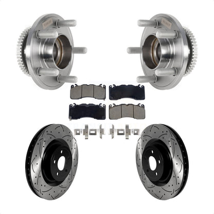 Hub Bearing Assembly Coat Drill Slot Brake Rotor Pads Front Kit For Ford Mustang