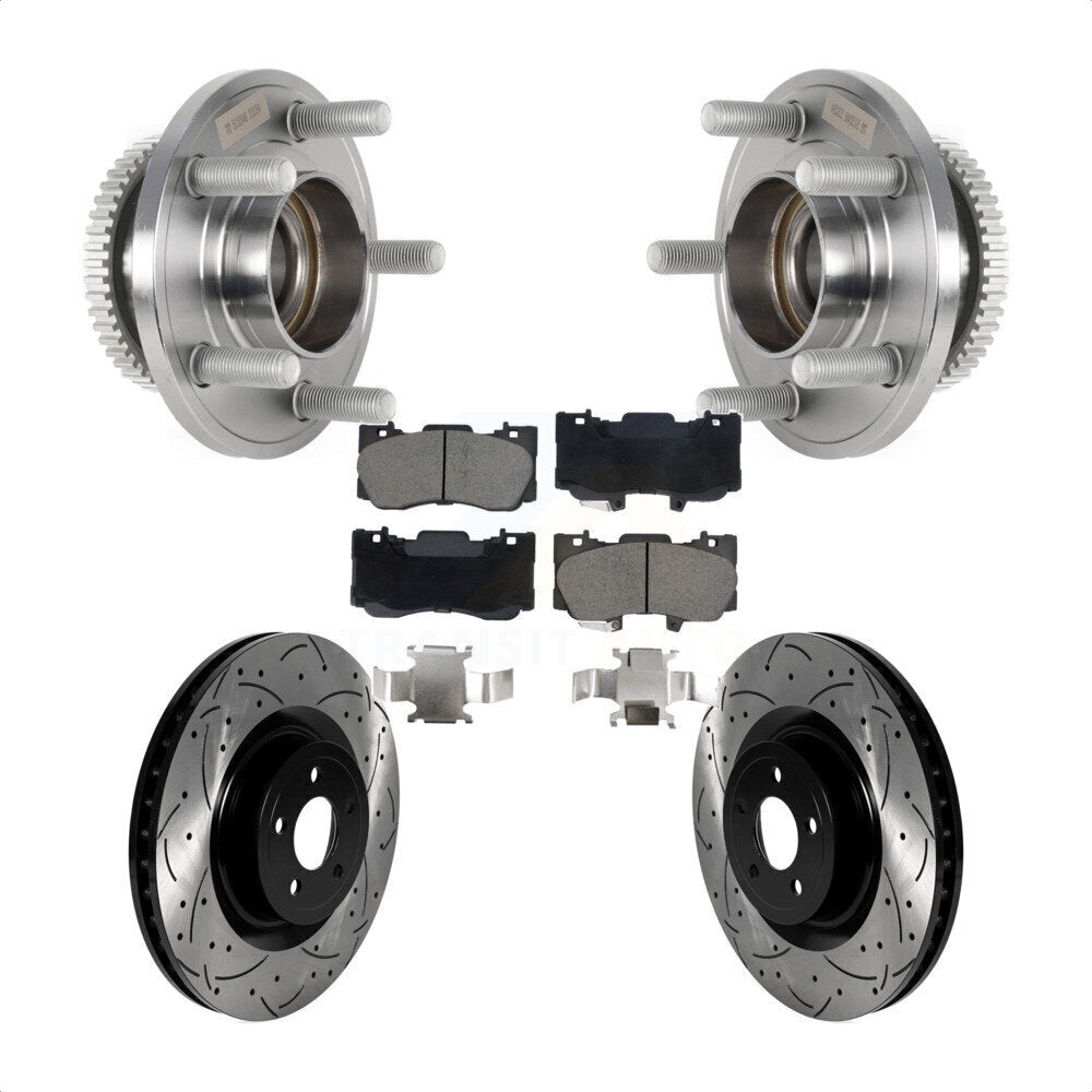 Hub Bearing Assembly Coat Drill Slot Brake Rotor Pads Front Kit For Ford Mustang