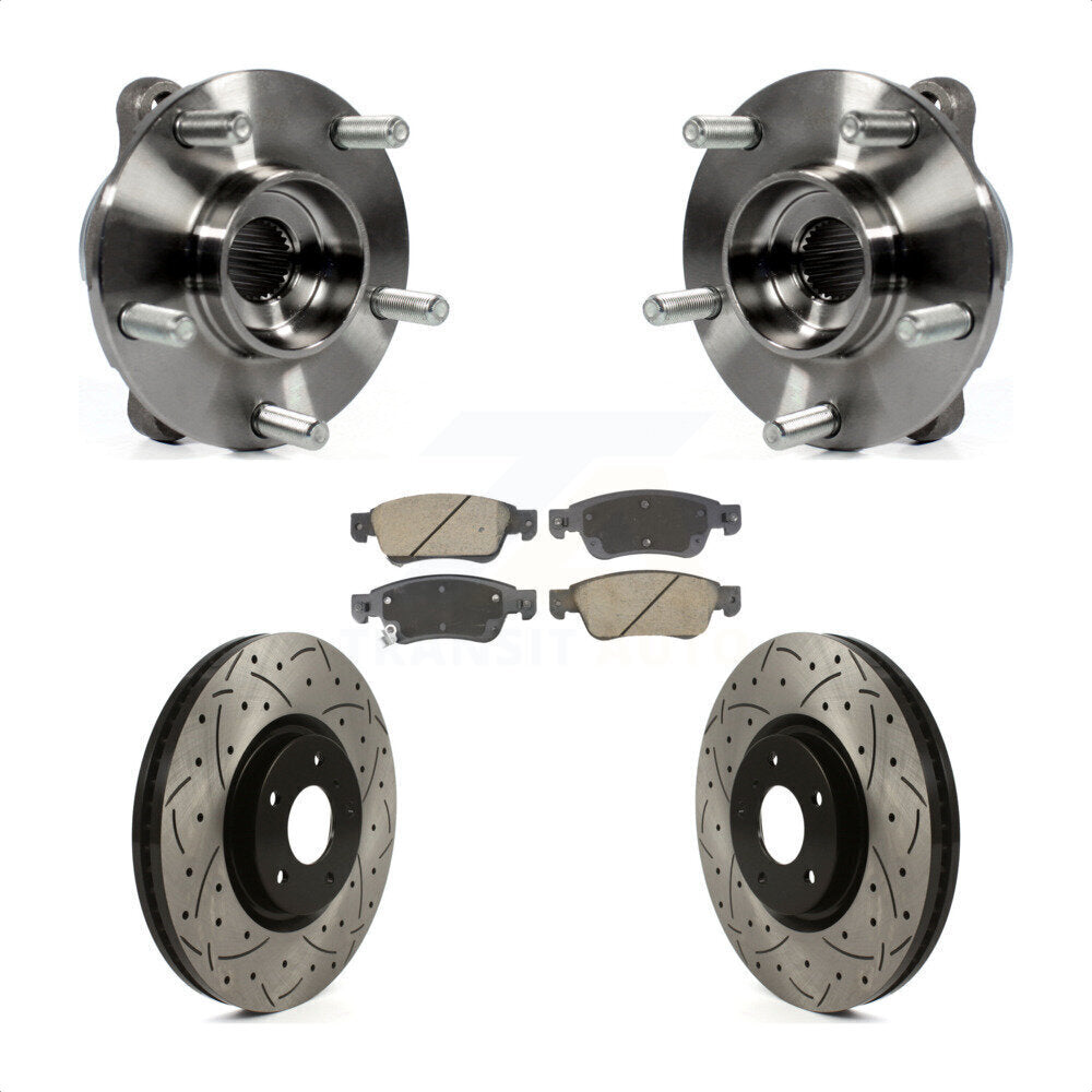 Hub Bearing Assembly Drilled Slot Brake Rotor Pad Front Kit For INFINITI G35 Q60