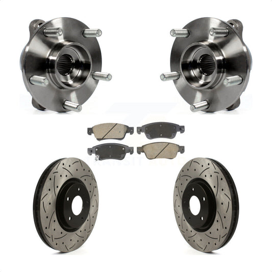Hub Bearing Assembly Drilled Slot Brake Rotor Pad Front Kit For INFINITI G35 Q60