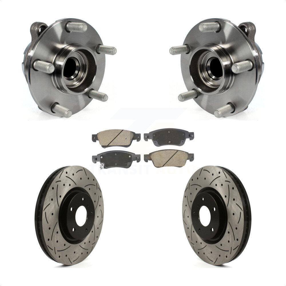 Hub Bearing Coated Drill Slot Brake Rotor Pad Front Kit For INFINITI G37 G35 Q60