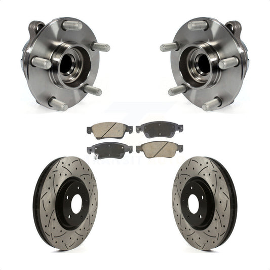 Hub Bearing Coated Drill Slot Brake Rotor Pad Front Kit For INFINITI G37 G35 Q60