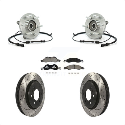 Hub Bearing Drilled Slot Brake Rotor & Pad Front Kit For Ford Expedition Lincoln