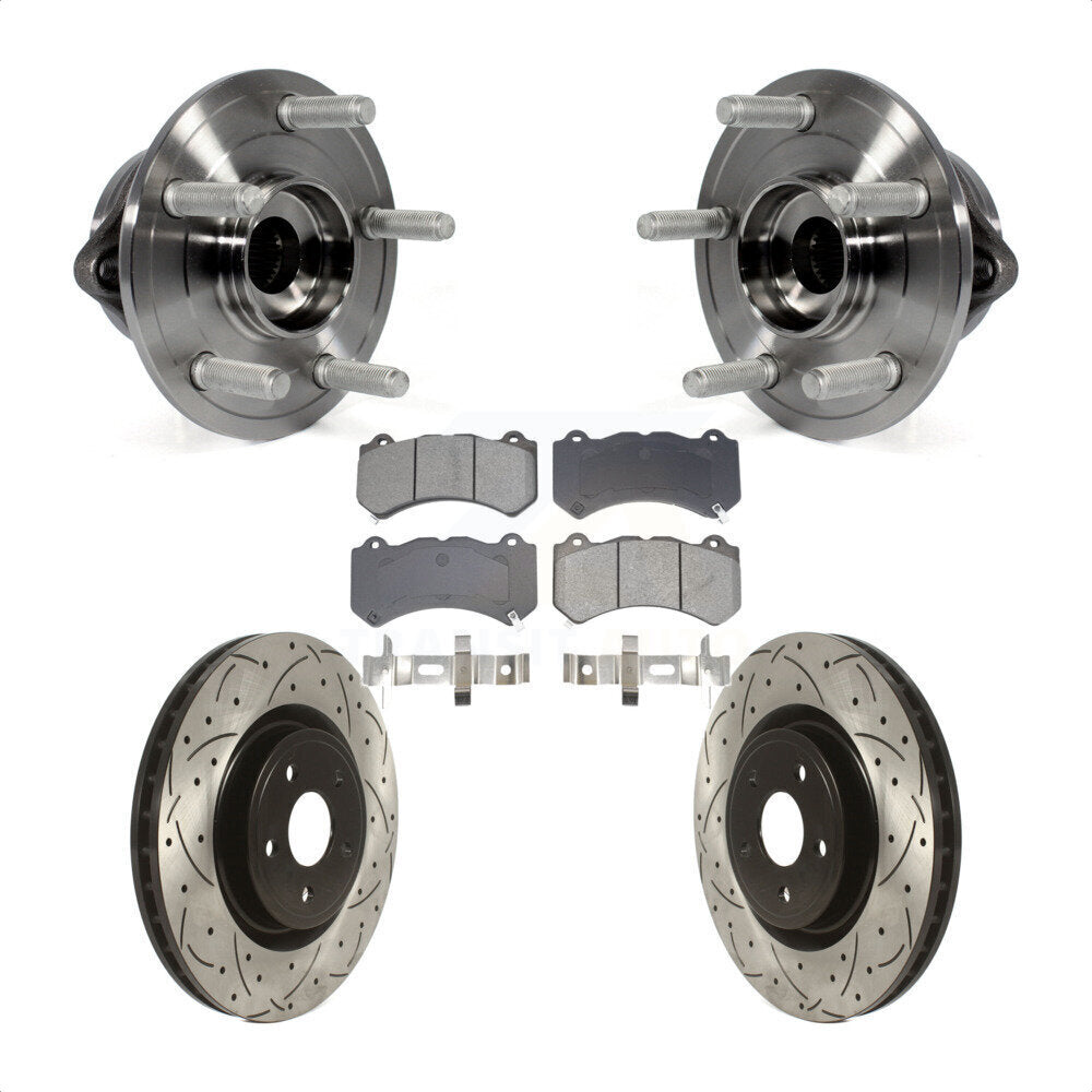 Hub Bearing Drilled Slot Brake Rotor Pad Front Kit For Jeep Grand Cherokee Dodge