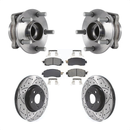 Hub Bearing Assembly Drilled Slot Brake Rotor & Pad Front Kit For Subaru Impreza