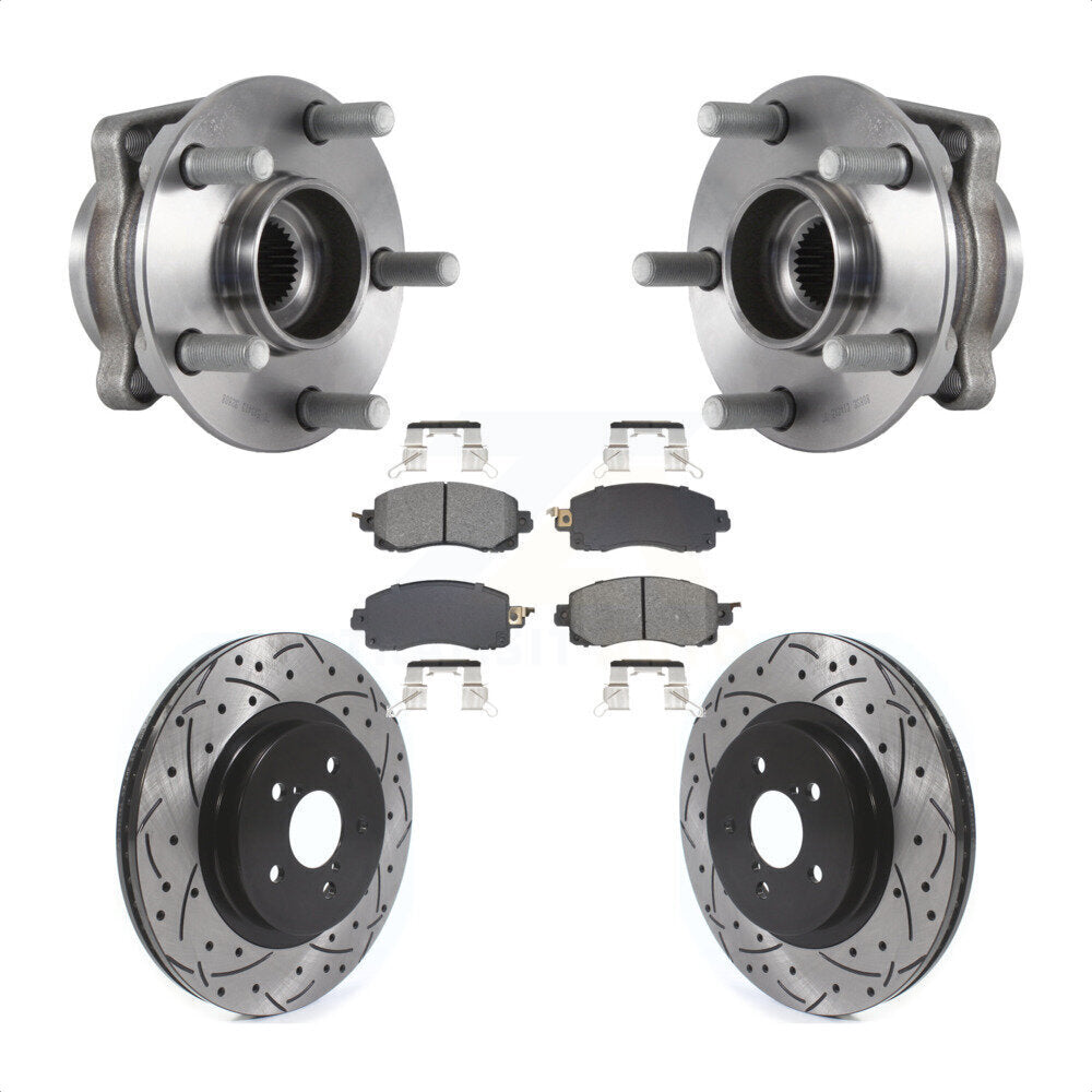 Hub Bearing Drilled Slot Brake Rotor Pads Front Kit For Subaru Crosstrek Impreza