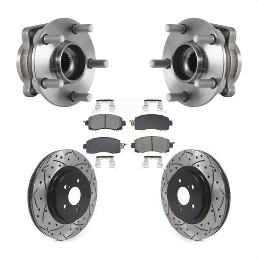 Hub Bearing Drilled Slot Brake Rotor Pads Front Kit For Subaru Crosstrek Impreza