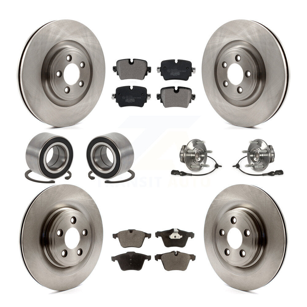 Hub Bearing Disc Brake Rotors And Pads Shoes Front Rear Kit (10Pc) For Jaguar XJ