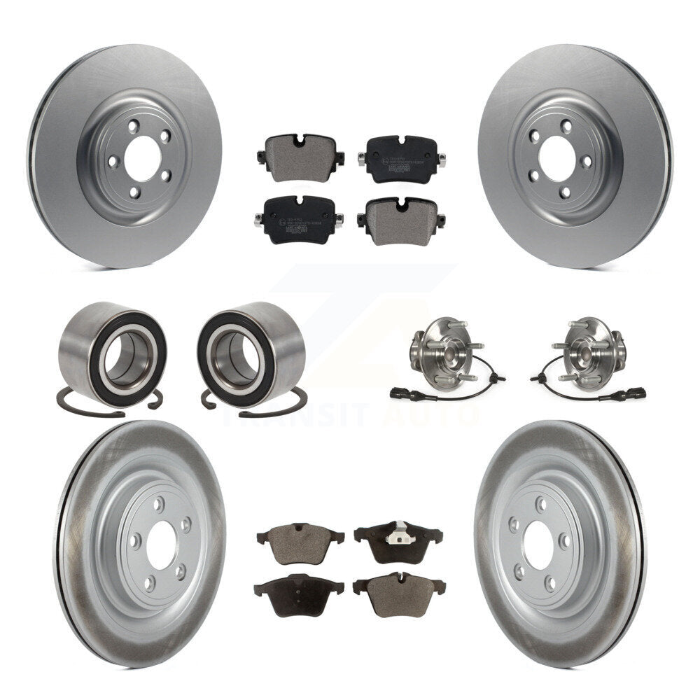 Hub Bearing Coated Disc Brake Rotor Pad Shoe Front Rear Kit (10Pc) For Jaguar XJ