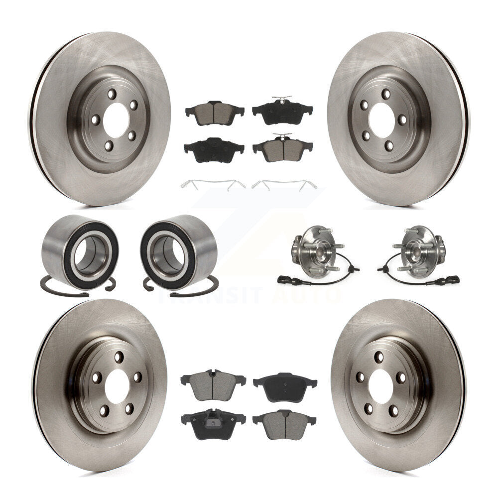 Hub Bearing Disc Brake Rotor Pads Shoe Front Rear Kit (10Pc) For Jaguar XF XJ XK