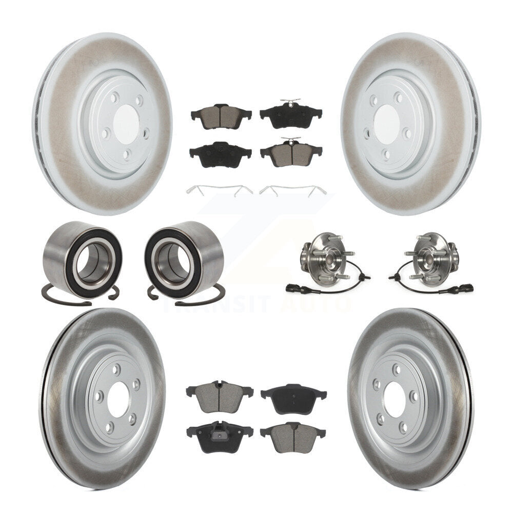 Hub Bearing Coated Disc Brake Rotor Pad Shoe Front Rear Kit (10Pc) For Jaguar XF