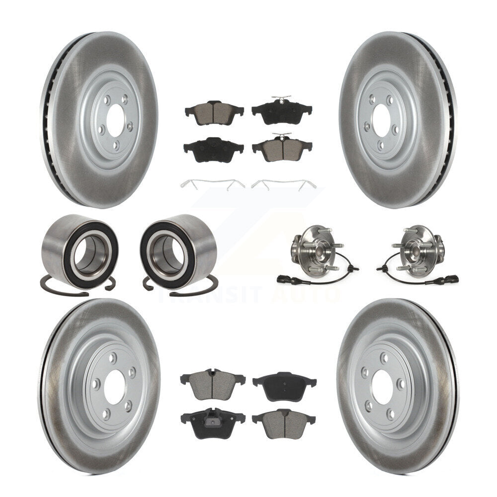 Hub Bearing Coated Disc Brake Rotor Pad Shoe Front Rear Kit (10Pc) For Jaguar XF