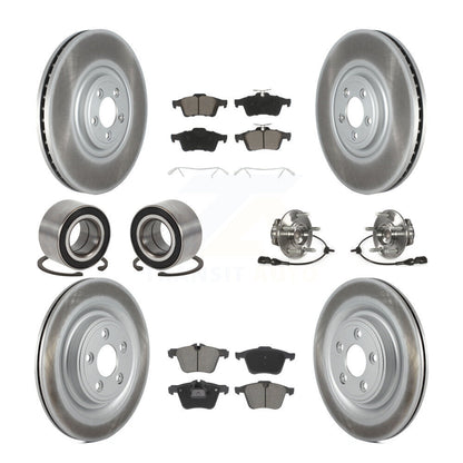 Hub Bearing Coated Disc Brake Rotor Pad Shoe Front Rear Kit (10Pc) For Jaguar XF