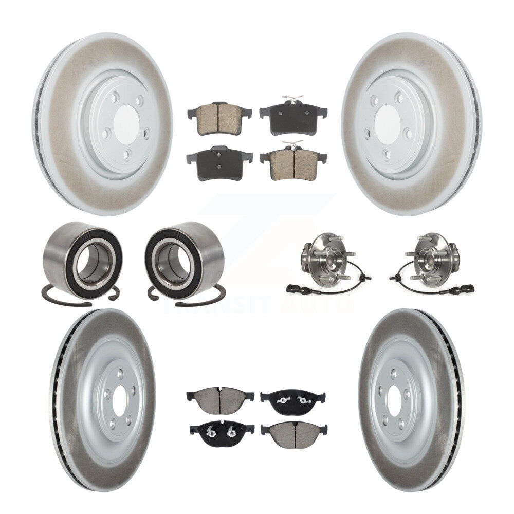 Hub Bearing Coated Disc Brake Rotor Pad Shoe Front Rear Kit (10Pc) For Jaguar XF