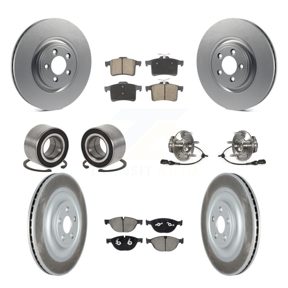 Hub Bearing Coated Disc Brake Rotor Pad Shoe Front Rear Kit (10Pc) For Jaguar XF