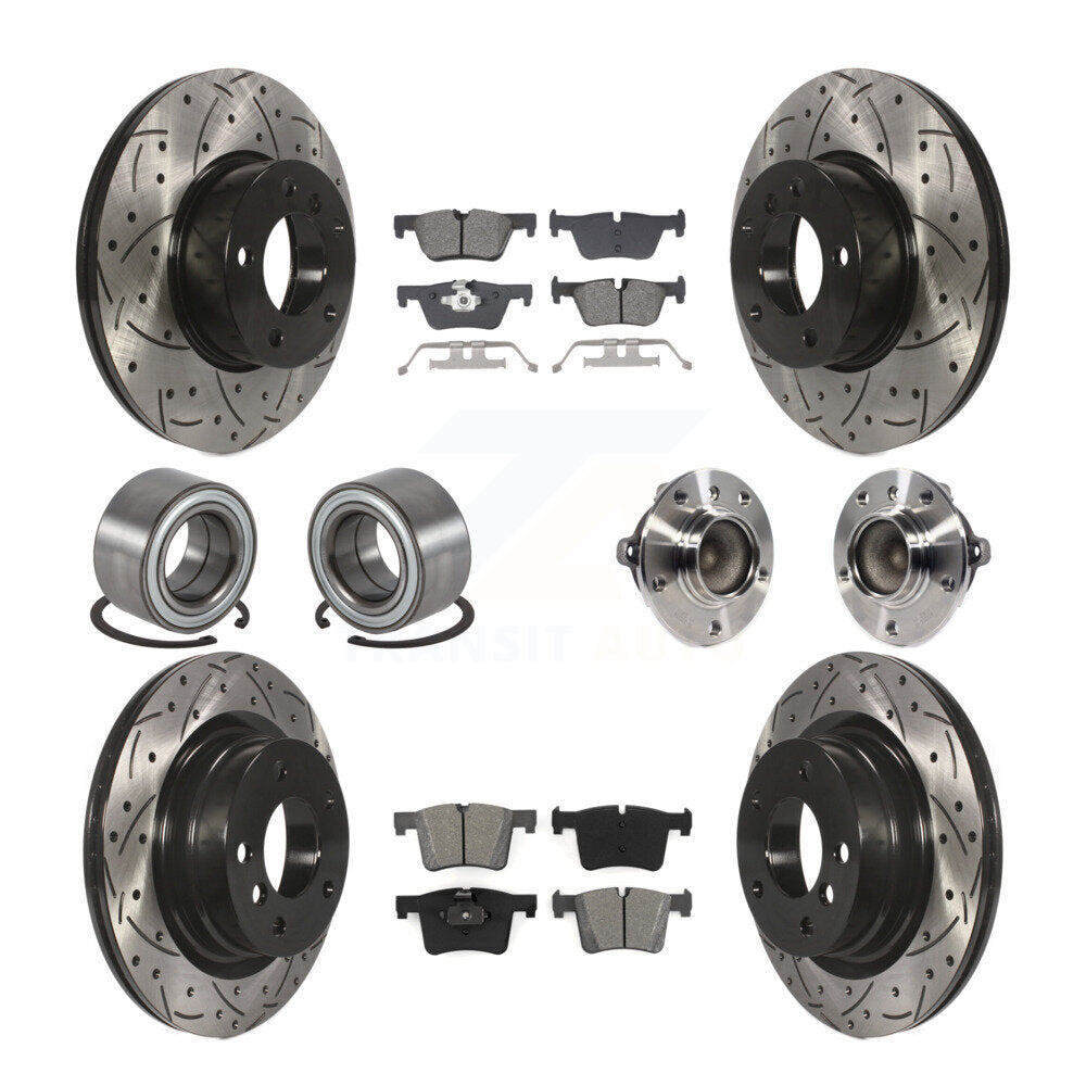 Hub Bearing Coated Brake Rotor Pads Shoe Front Rear Kit (10Pc) For BMW 320i 328d