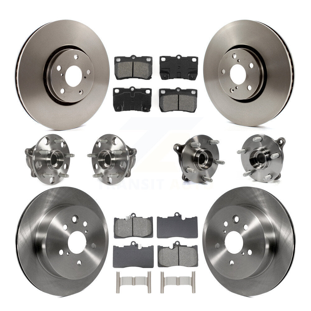 Hub Bearings Disc Brake Rotors And Pads Front Rear Kit (10Pc) For Lexus IS350