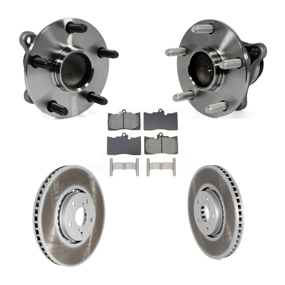 Hub Bearing Coated Brake Rotor Pads Front Kit (5Pc) For Lexus IS350 GS350 GS450h