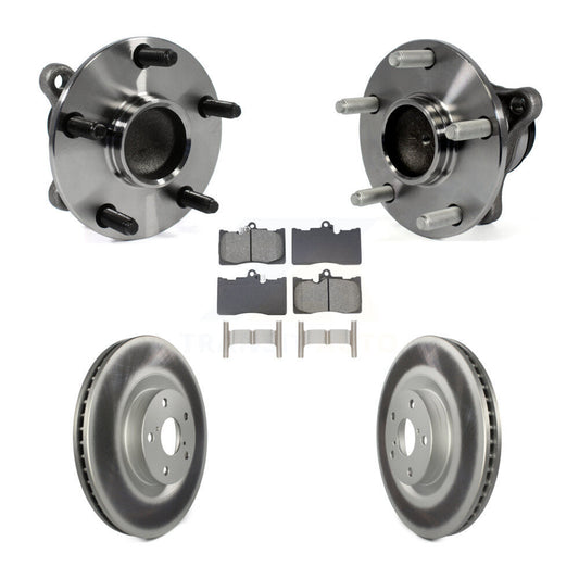 Hub Bearing Coated Brake Rotor Pads Front Kit (5Pc) For Lexus IS350 GS350 GS450h