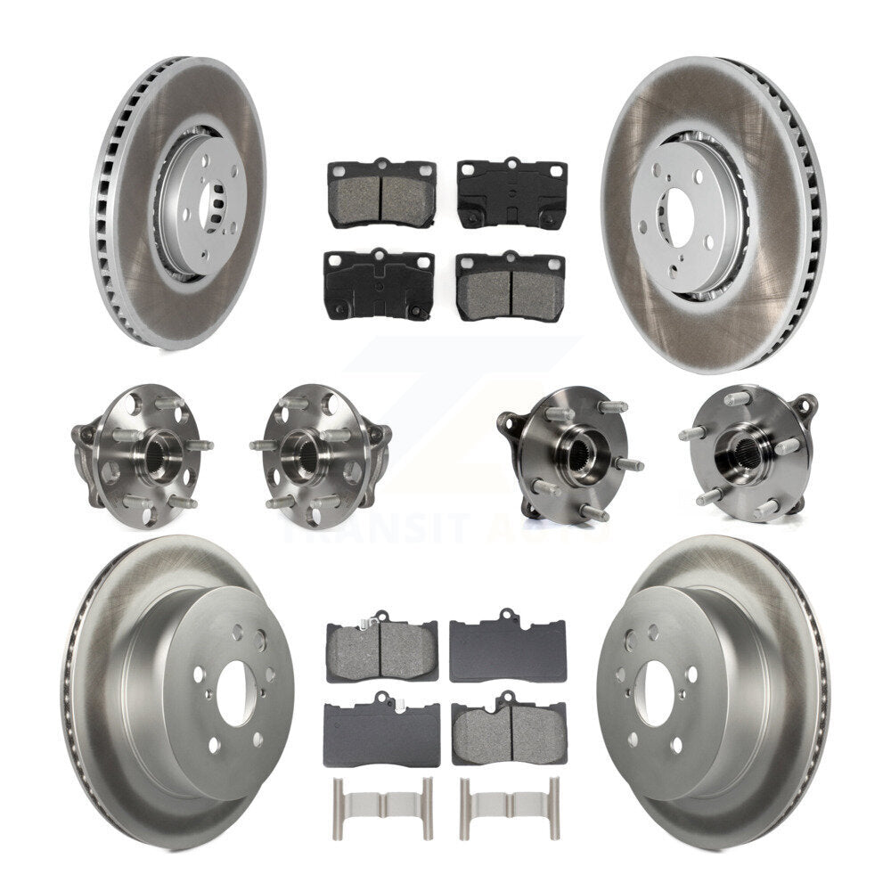 Hub Bearing Coated Disc Brake Rotor & Pads Front Rear Kit (10Pc) For Lexus IS350