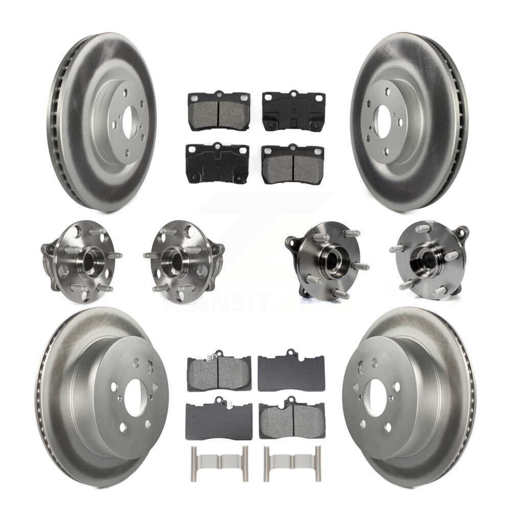 Hub Bearing Coated Brake Rotor & Pad Front Rear Kit (10Pc) For Lexus GS350 IS350